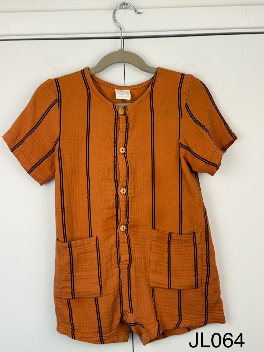 Zara Kids Rust Striped Button Front Romper 2Y 92